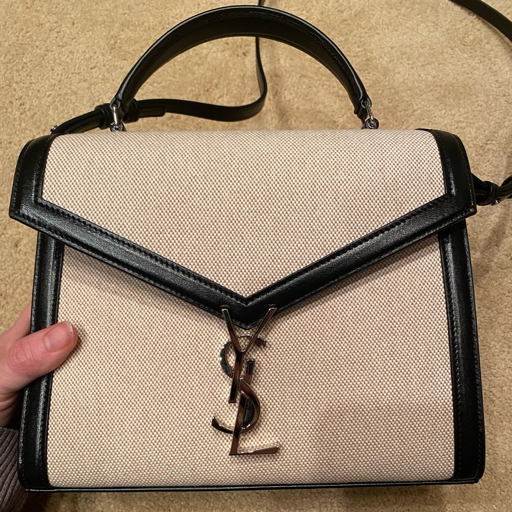 Saint Laurent Medium Leather trim Cassandra bag